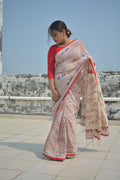 Cotton hand stitched saree — One of a Kind