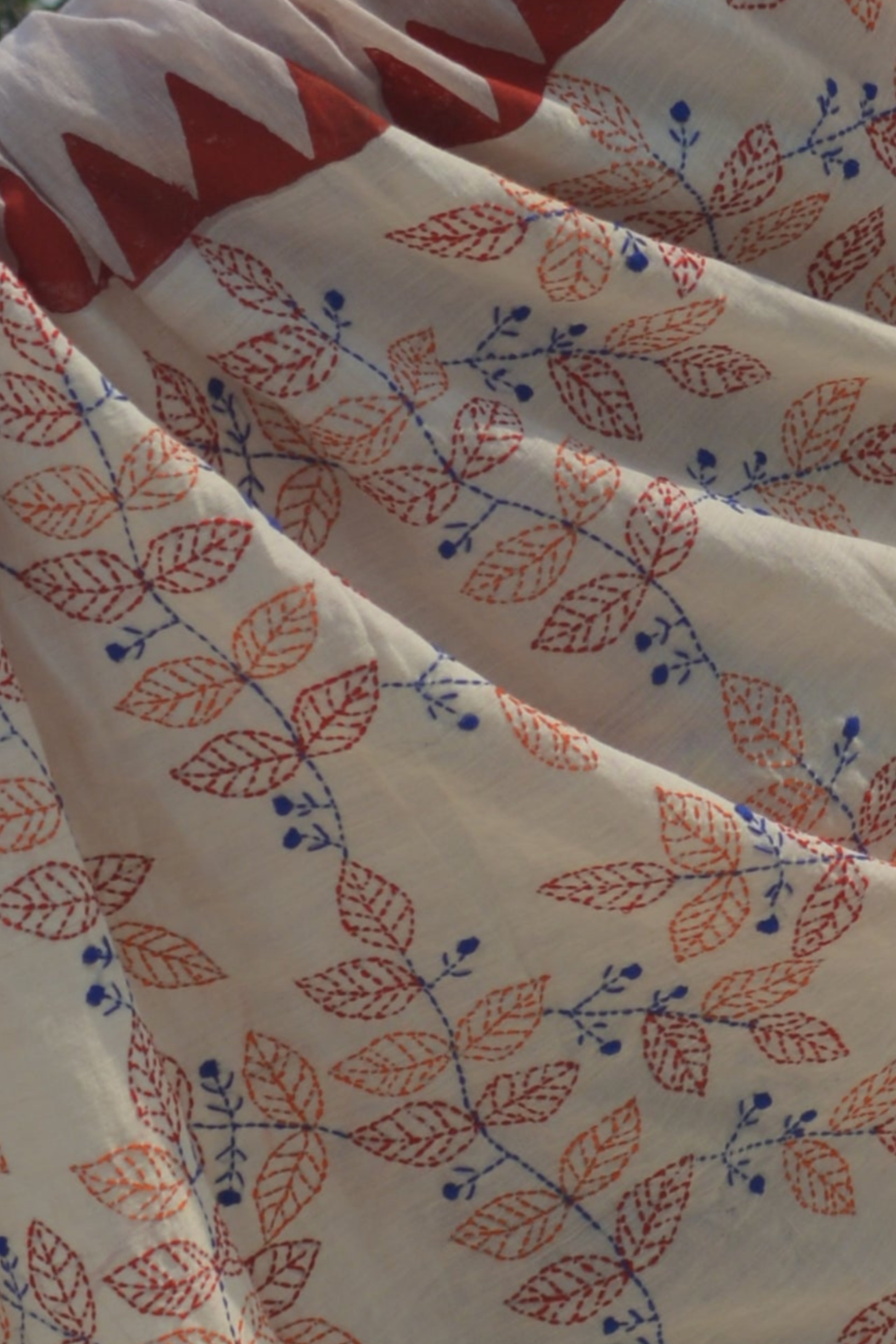 Cotton hand stitched saree — One of a Kind