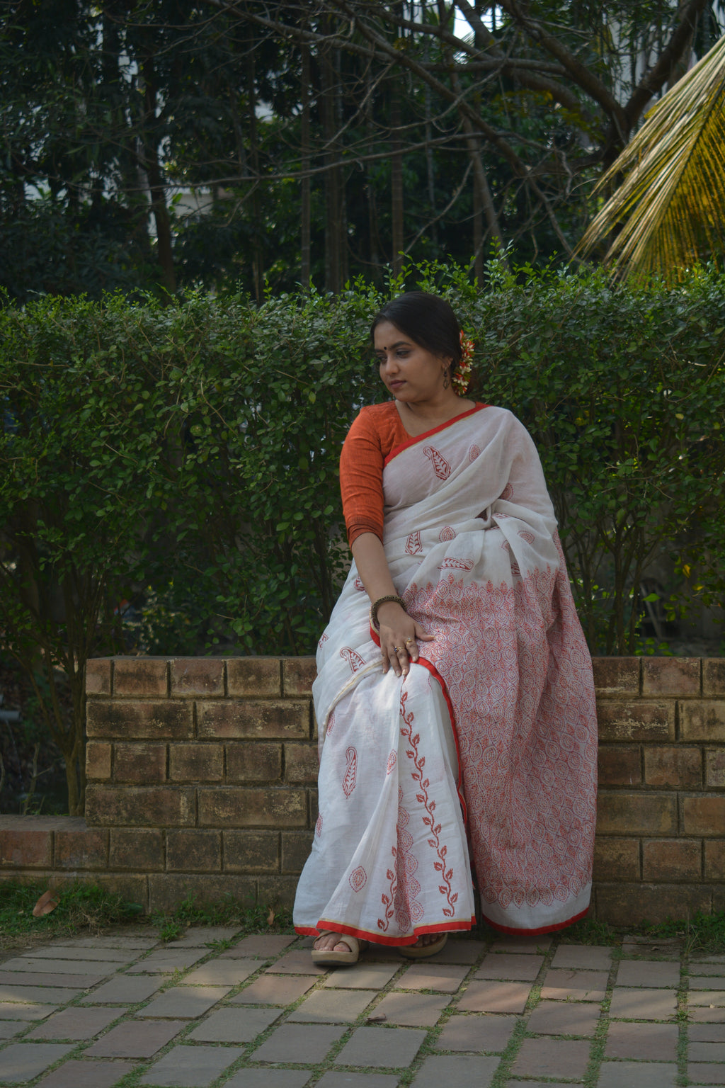 Hand Stitched Cotton Saree — One of a Kind