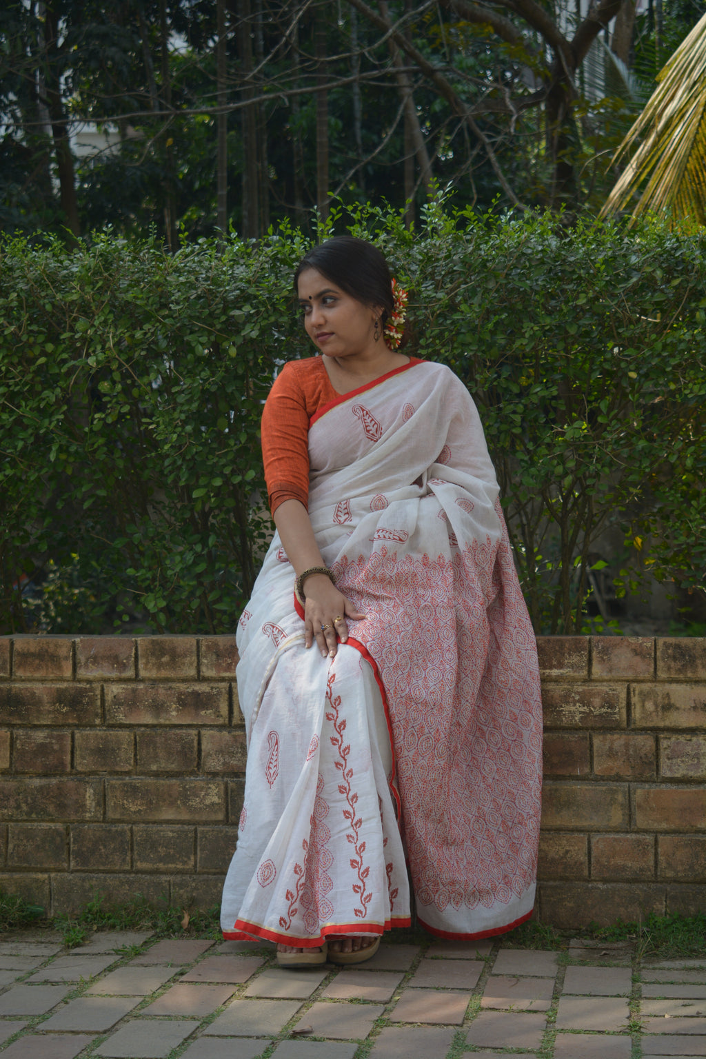 Hand Stitched Cotton Saree — One of a Kind