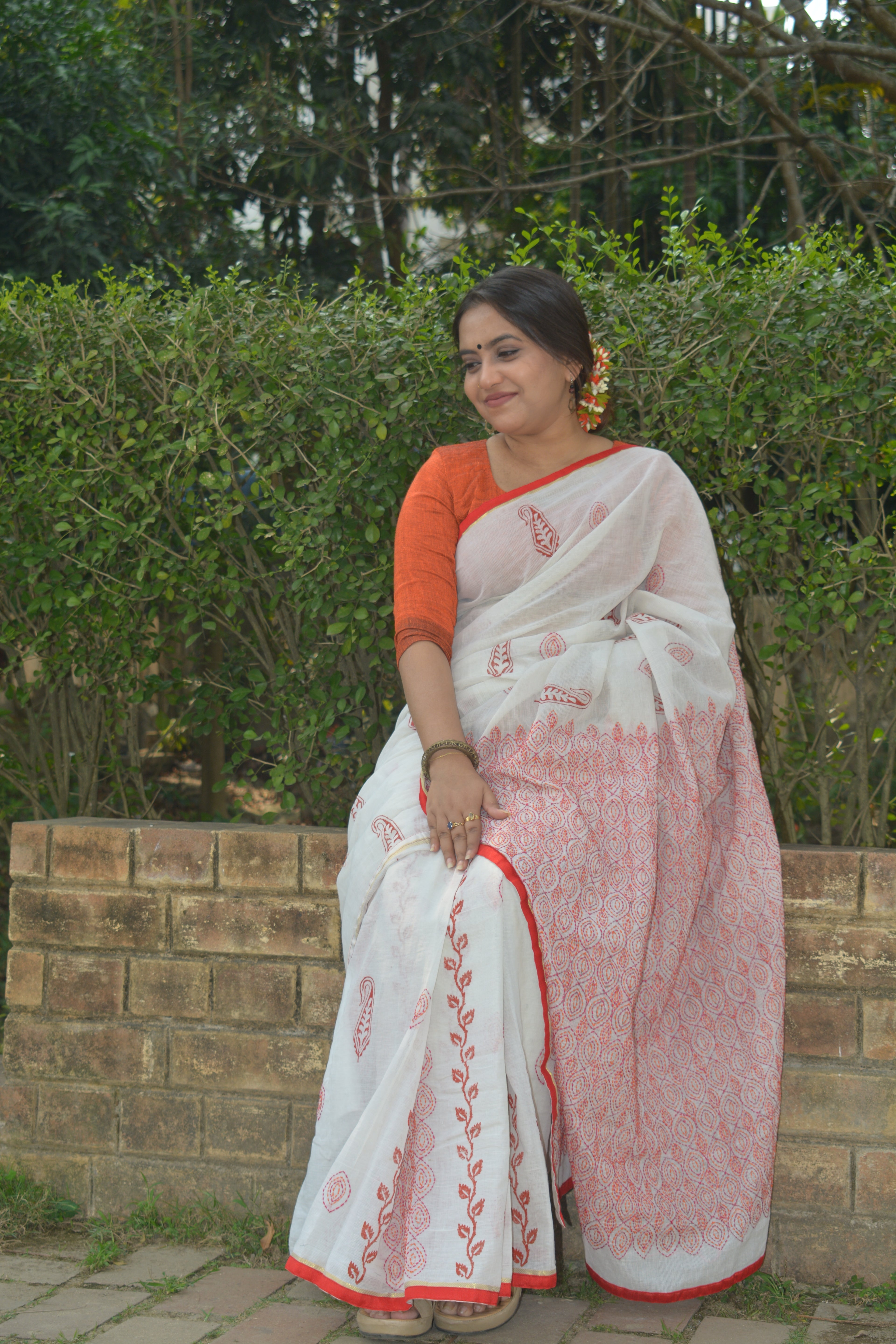 Hand Stitched Cotton Saree — One of a Kind