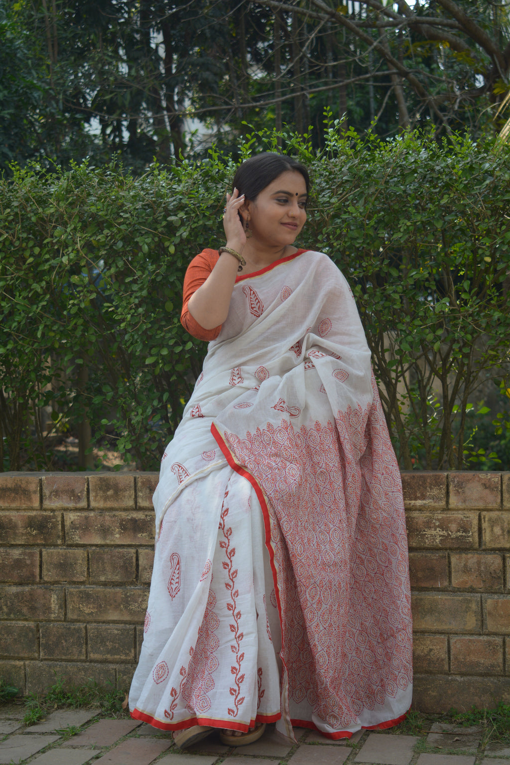 Hand Stitched Cotton Saree — One of a Kind