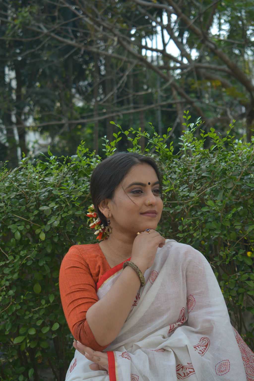 Hand Stitched Cotton Saree — One of a Kind
