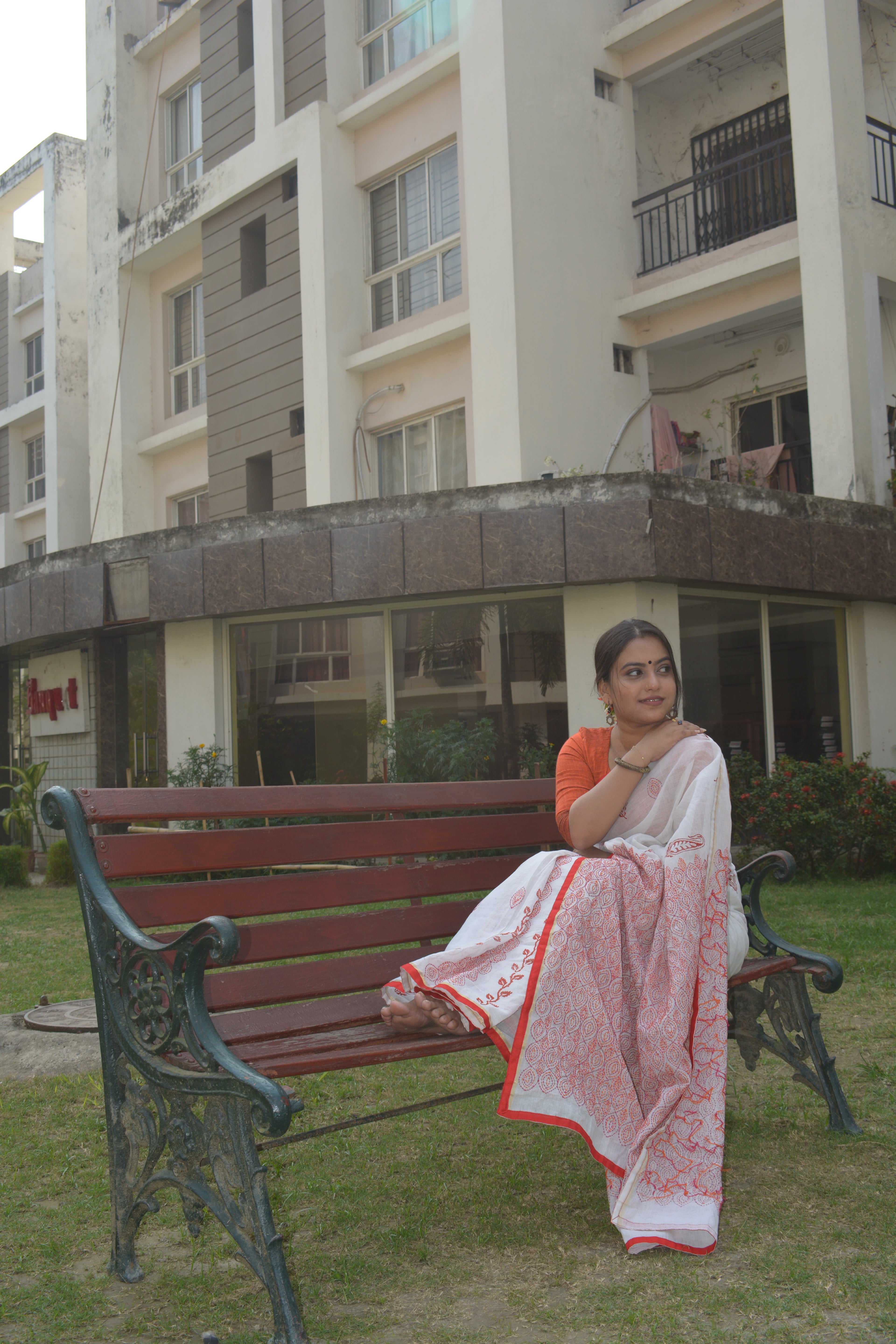 Hand Stitched Cotton Saree — One of a Kind