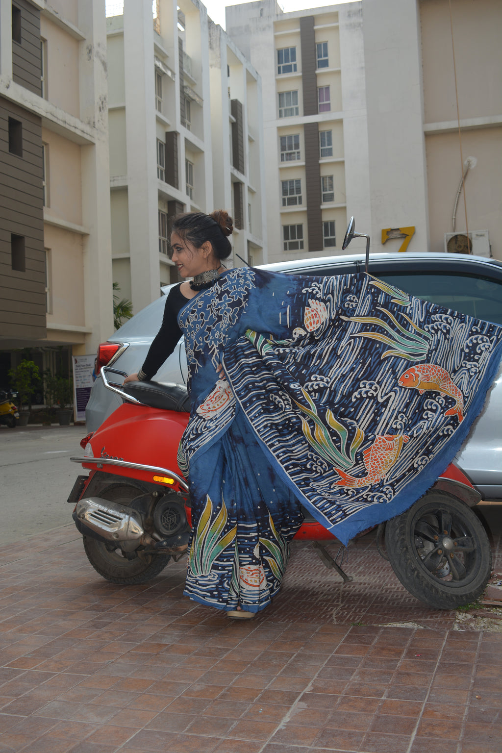 Hand Batik Murshidabad Silk Saree – One of a Kind