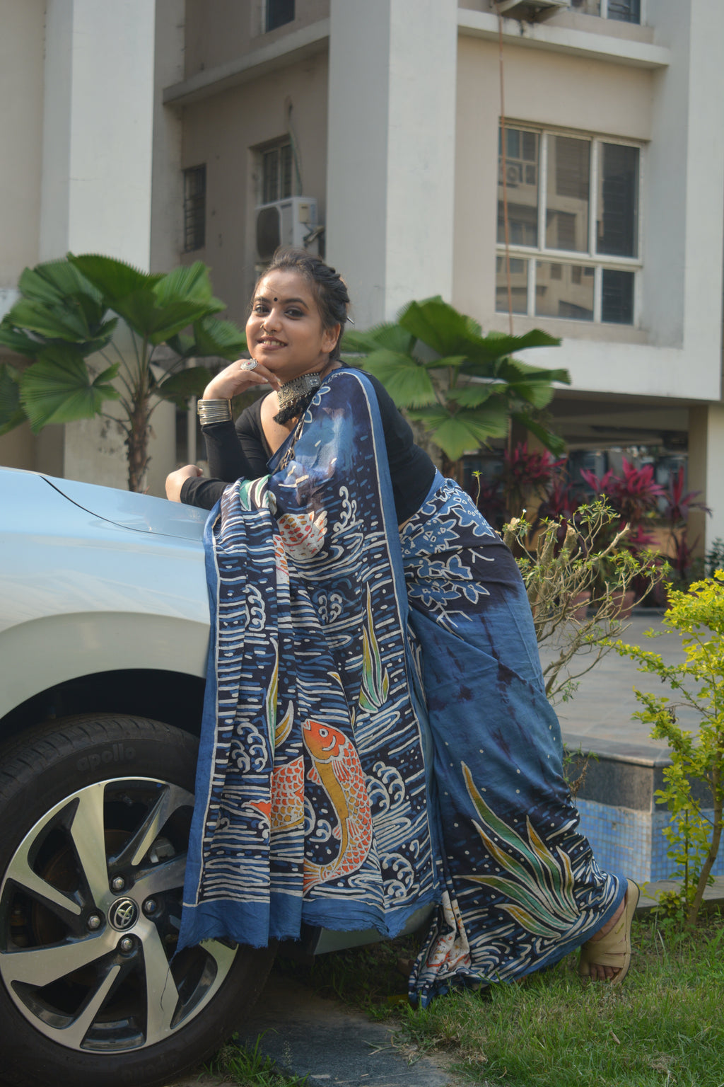 Hand Batik Murshidabad Silk Saree – One of a Kind