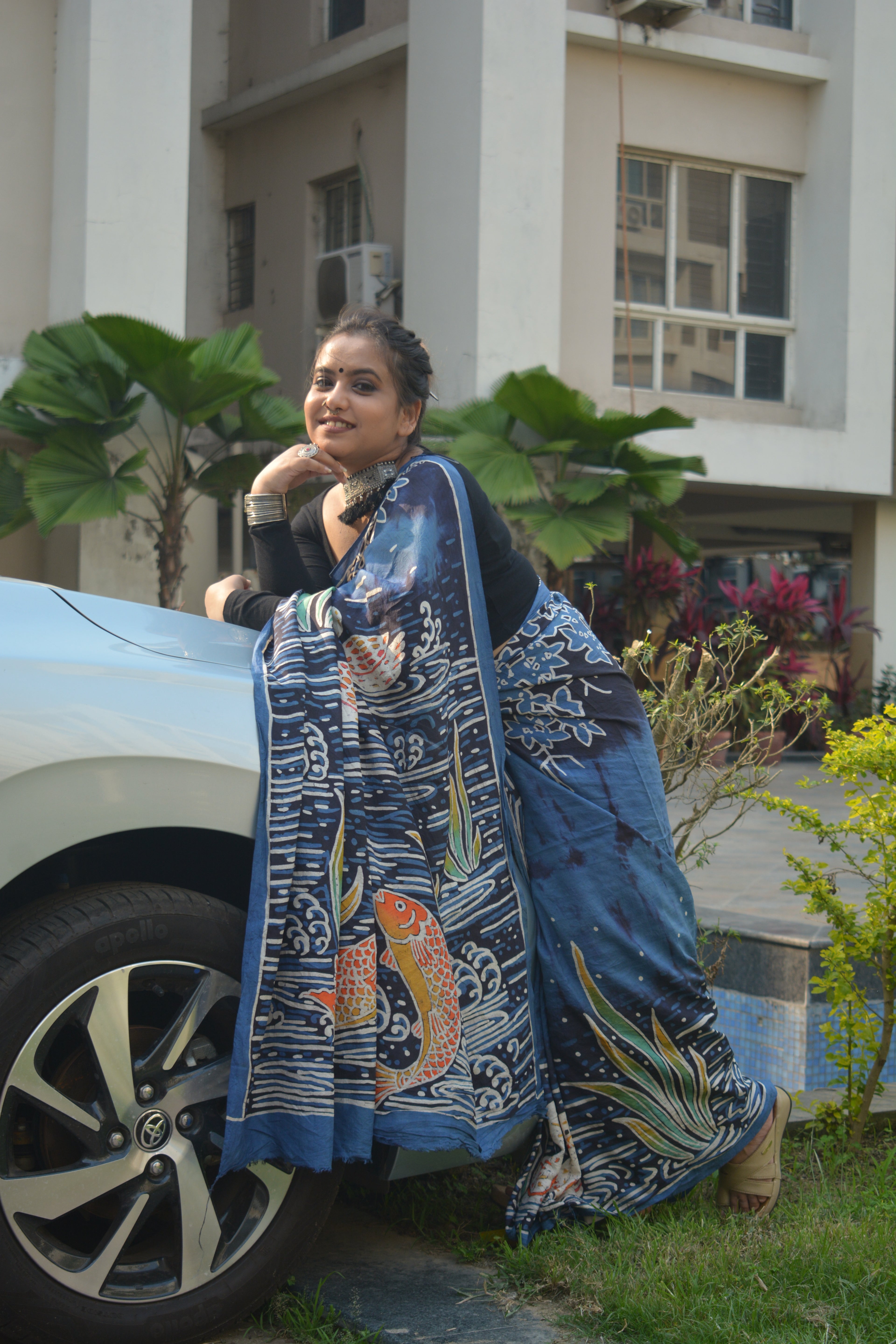 Hand Batik Murshidabad Silk Saree – One of a Kind