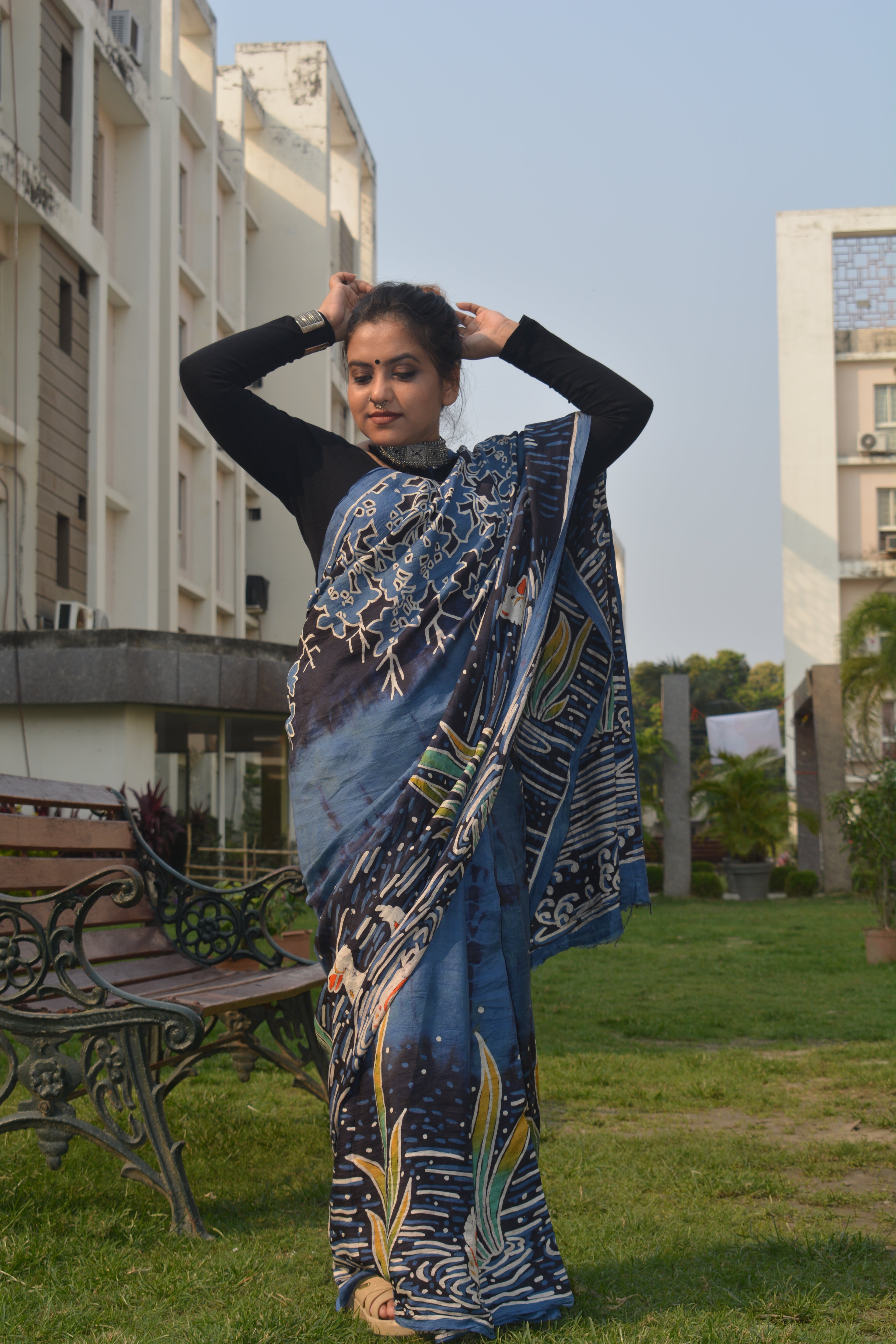 Hand Batik Murshidabad Silk Saree – One of a Kind