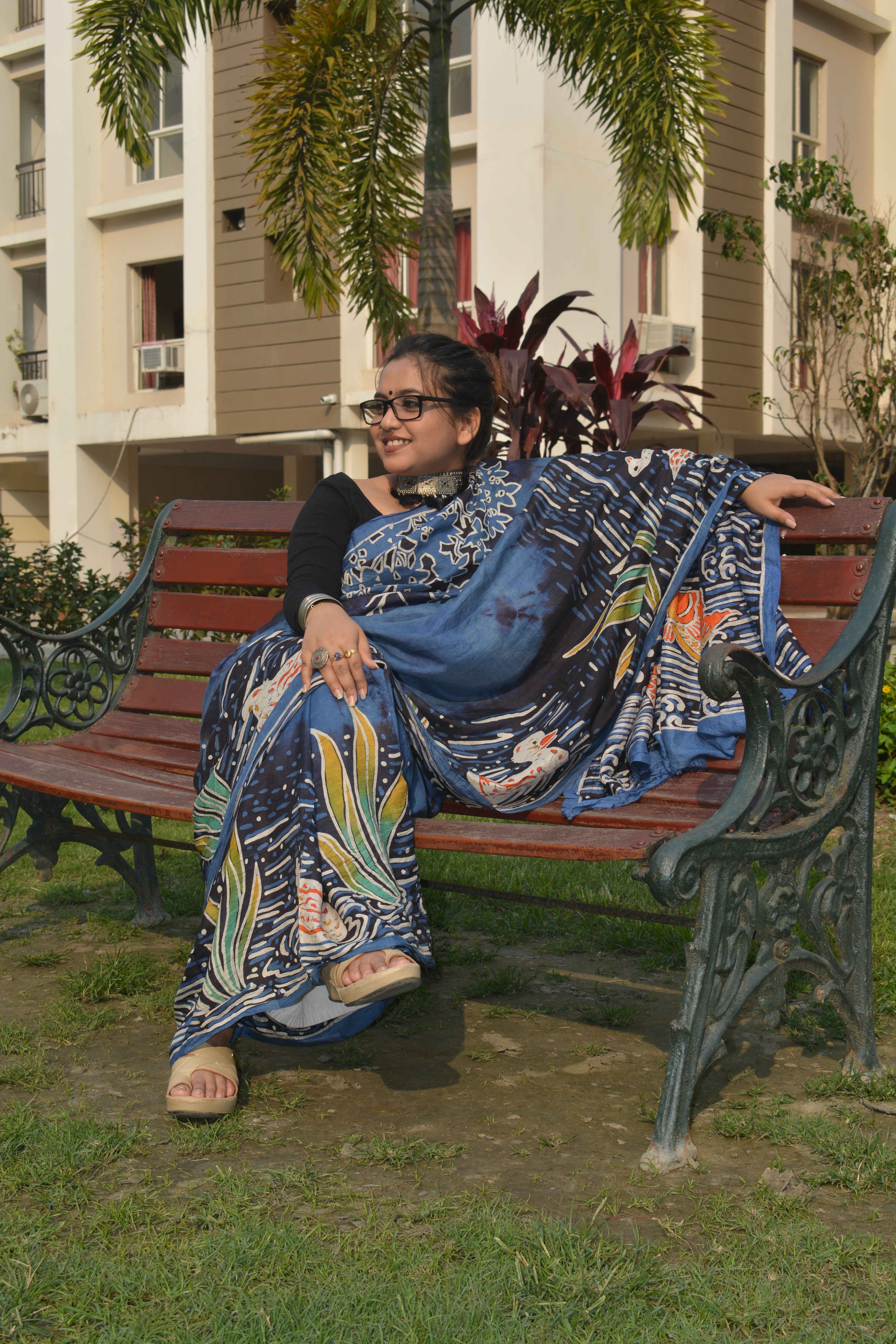 Hand Batik Murshidabad Silk Saree – One of a Kind