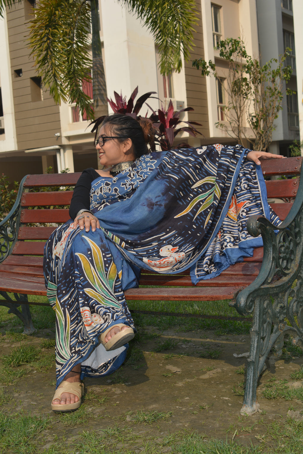 Hand Batik Murshidabad Silk Saree – One of a Kind