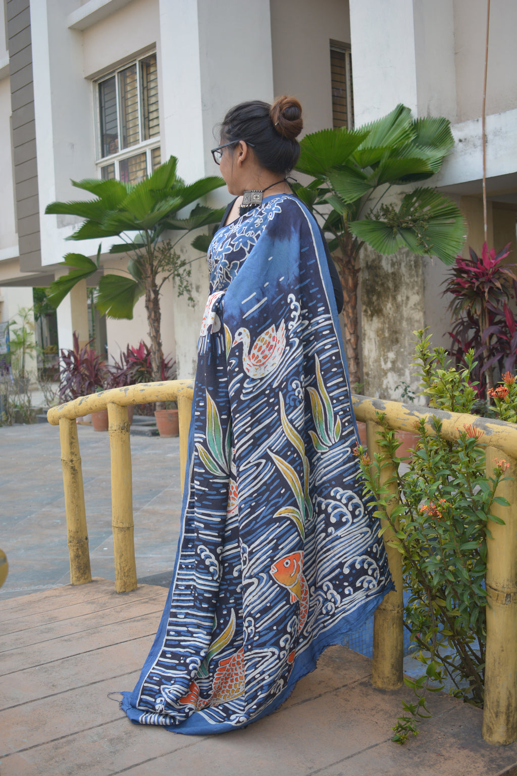 Hand Batik Murshidabad Silk Saree – One of a Kind