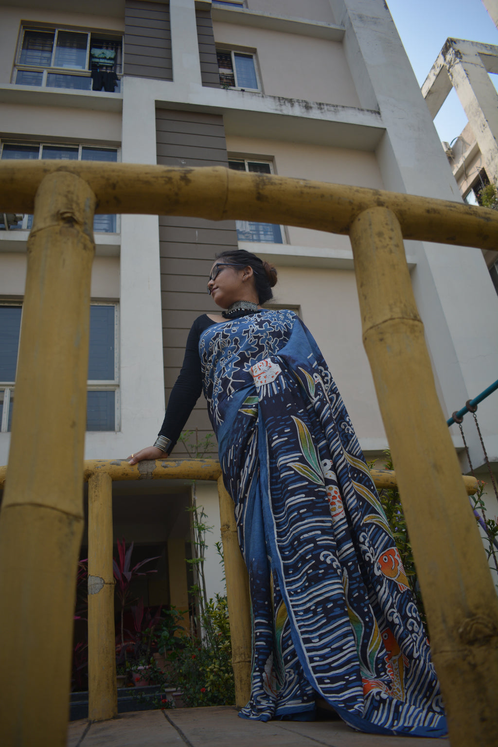 Hand Batik Murshidabad Silk Saree – One of a Kind