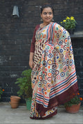 Hand Batik on Murshidabad Silk Saree – One of a Kind