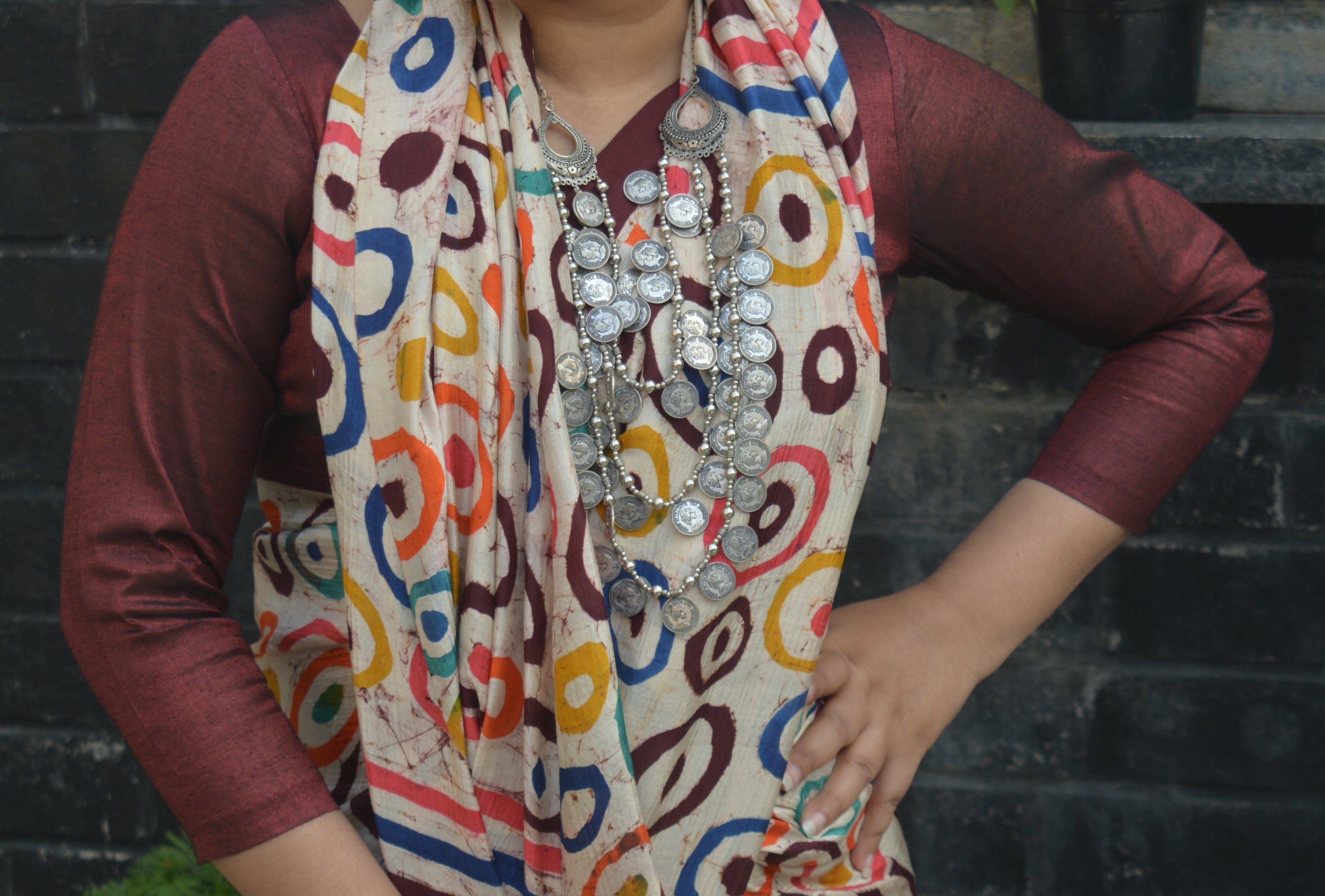 Hand Batik on Murshidabad Silk Saree – One of a Kind