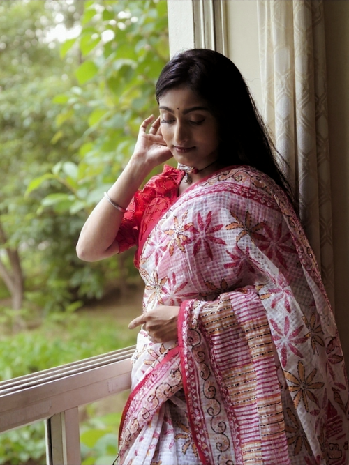 Cotton hand block printed & hand stitched saree | Drape it as Saree or wrap it as dhoti