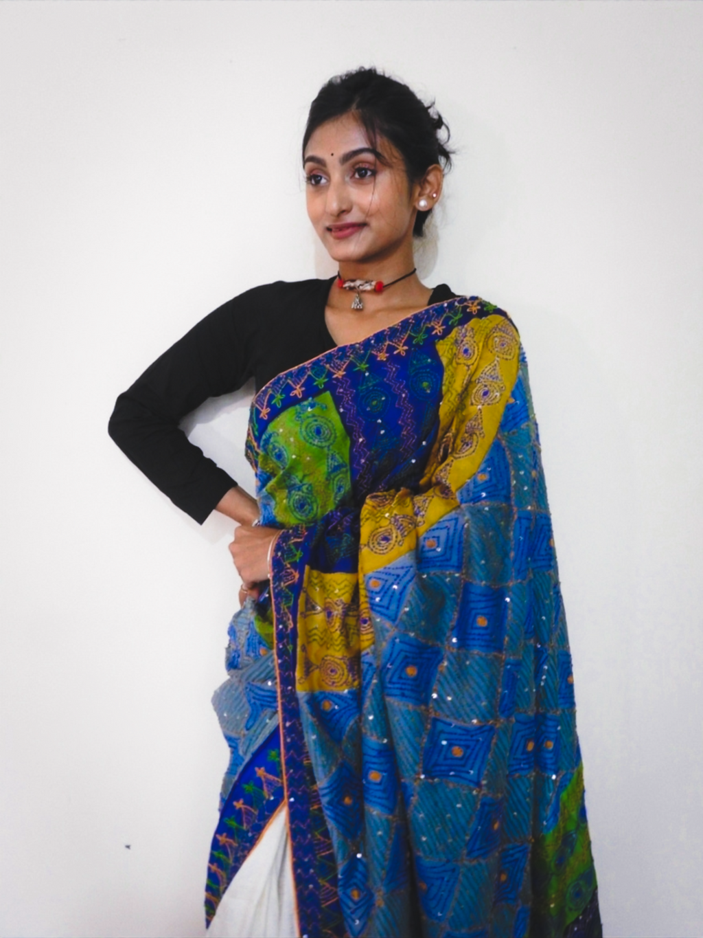 Hand Painted & Hand Stitched Pure Silk Saree — One of a Kind